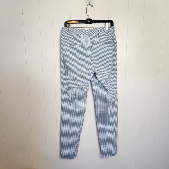 Atelier Gardeur Blue Ginhgam Check Mid Rise Pants Size 36 Medium Long Tall - Picture 4 of 11